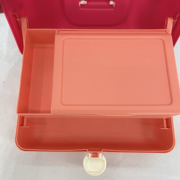Caboodles Pink Peach Color Block Makeup Jewelry Case Holder Made In USA - Picture 6 of 9